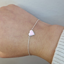  Armband med rosa hjärta i äkta silver