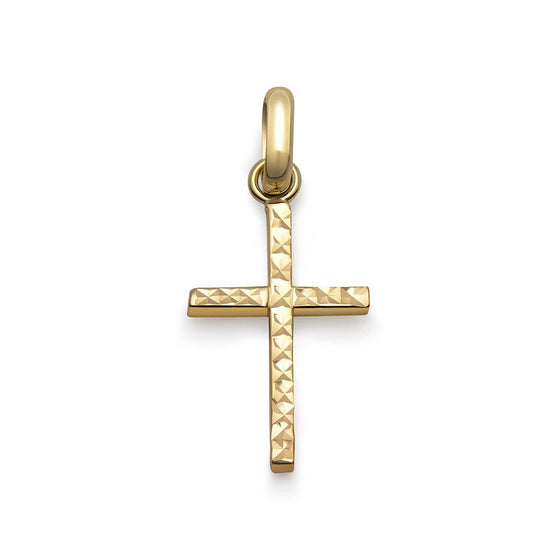 Vackert kors 18k guld facetterad design