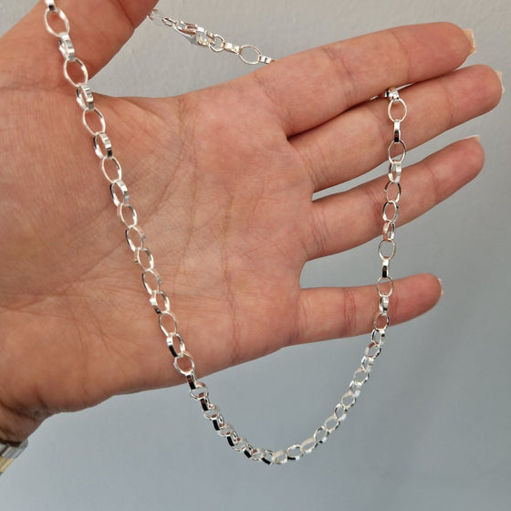 Halsband oval ankarlänk i äkta silver