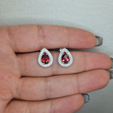  Röda Droppformade örhängen i silver