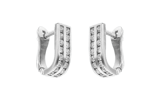 Diamant örhängen i 18k vitguld två rader med 32 diamanter