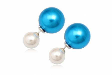 Örhängen - Vit & blå pärla