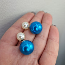  Örhängen - Vit & blå pärla