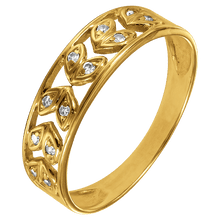  Diamantring i 18k guld med blad