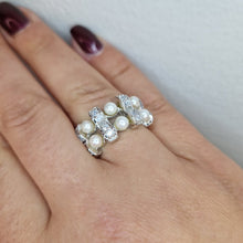  Silver ring med pärlor & stenar