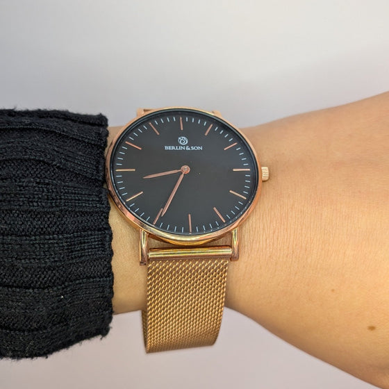 Berlin & Son - Black & Rosé Mesh 40mm