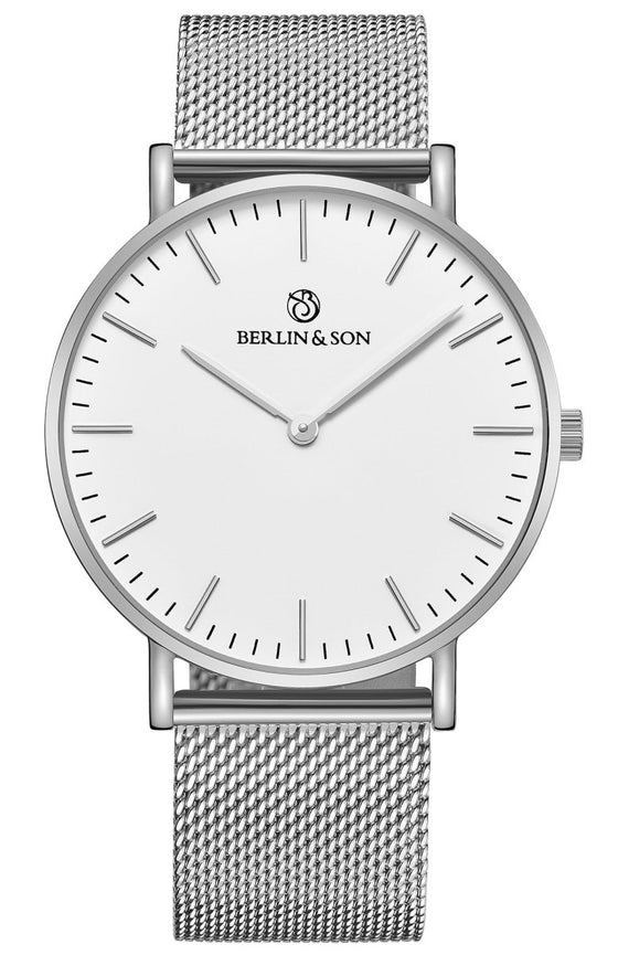 Berlin & Son - White & Silver Mesh 40mm