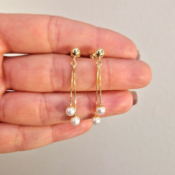 Hängande pärlörhängen 18k guld
