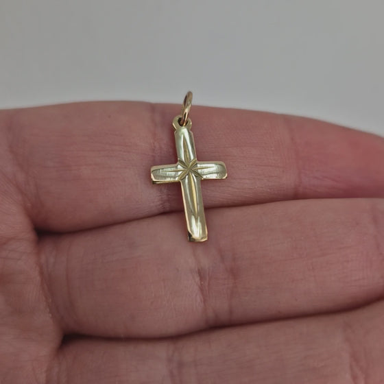 Guldkors 18k platta med streck