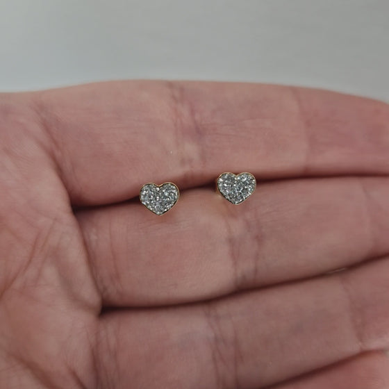 Örhängen hjärta med glitter 18k guld