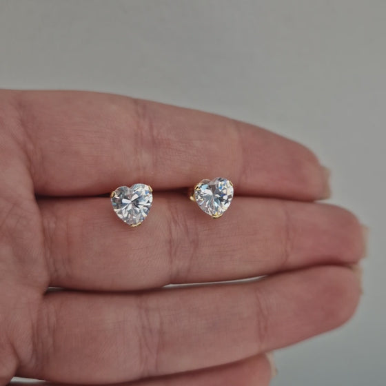 Örhängen 18k guld med hjärtformad cubic zirconia sten