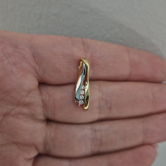 Guldhänge - två-färgat med diamanter