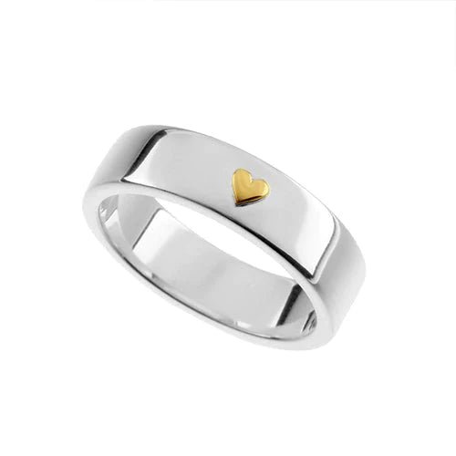 Förlovningsring silver med ett hjärta 18k guld