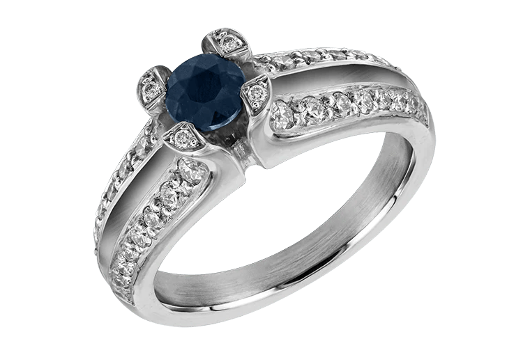 Diamantring med safir 18k vitguld Smyckesbutiken