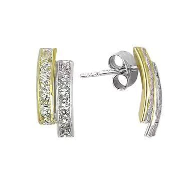 Guldörhängen cubic zirconia stenar i tvåfärgat 18k guld