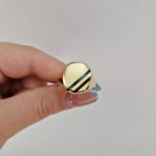  Klackring Onyx ränder 18k guld