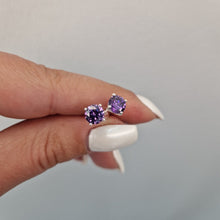  Örhängen 6mm lila sten sterling silver