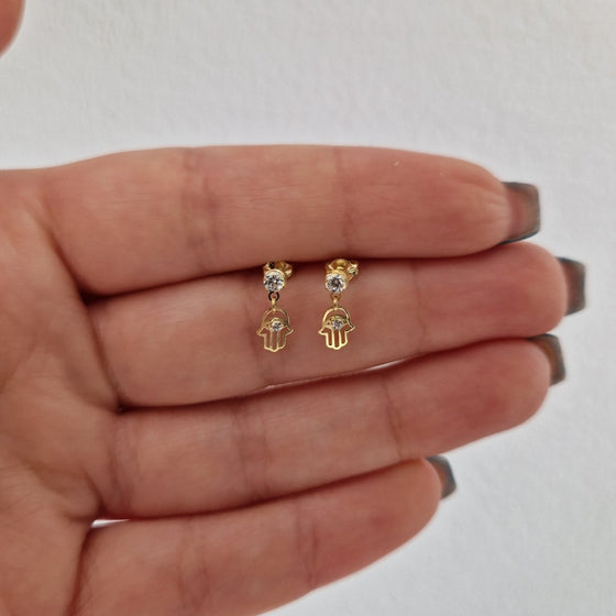 Örhängen Fatimas hand i 18k guld