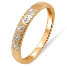  Diamantring 18k guld rutigt mönster