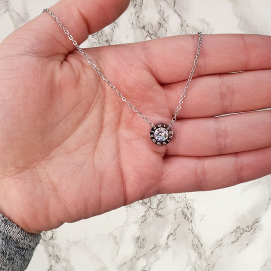 Halsband i stål 18k vitguld pläterad