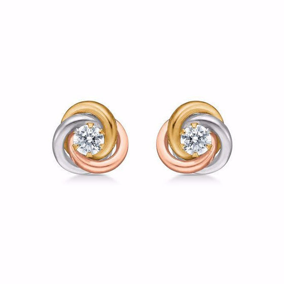 Tre färgade örhängen med cubic zirkonia