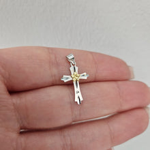  Tvåfärgad 18k guld kors med blomma